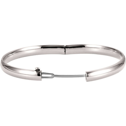 14k White Gold 6.5mm Hinged Bangle Bracelet
