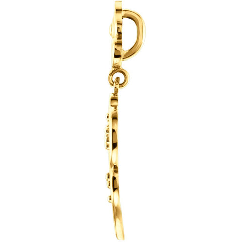 14k Yellow Gold Fleur-De-Lis Decorative Dangle Pendant