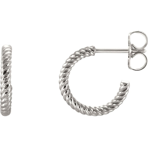 Continuum Sterling Silver 12mm Rope Design Hoop Earrings
