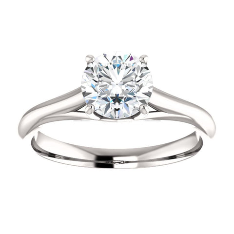 14k White Gold 6.5mm Round Forever Brilliant® Moissanite Solitaire Engagement Ring, Size 7