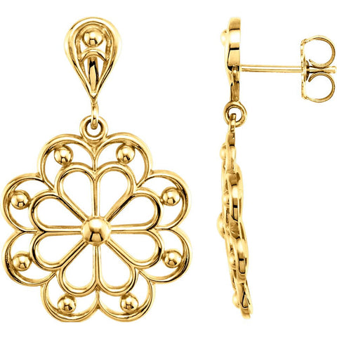 14k Yellow Gold Decorative Earrings