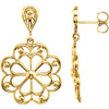 Decorative Dangle Earrings in 14K Yellow Gold