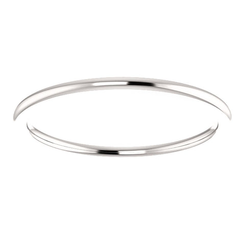 14k White Gold 1mm Comfort Fit Band, Size 5