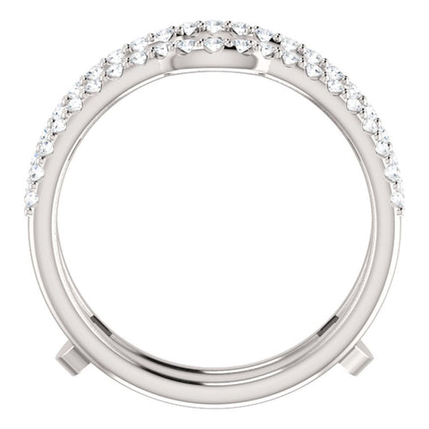 14k White Gold 3/8 CTW Diamond Ring Guard to Fit 1/4 CT to 1 CT Center Stone, Size 7