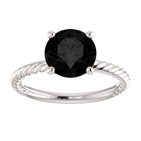 14k White Gold Onyx Ring, Size 7