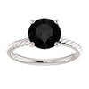 14k White Gold Onyx Ring, Size 7