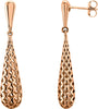 Pierced Design Dangle Earrings in 14K Rose Gold