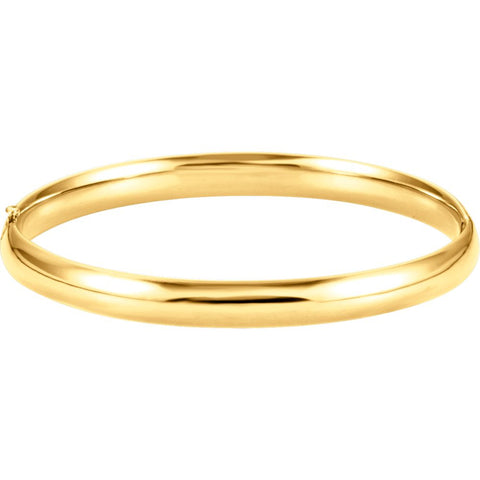 14k Yellow Gold 6.5mm Hinged Bangle Bracelet