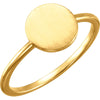 14K Yellow Gold Round Engravable Ring (Size 6)