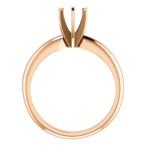 14k Rose Gold 5-5.3mm Round 6-Prong Solitaire Ring Mounting, Size 7