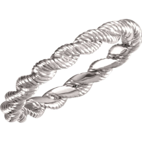 14K White Gold Size 6 Twisted Rope Band