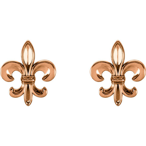 14k Rose Gold Fleur-De-Lis Earrings