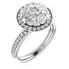 1 1/2 CTTW Floral-Inspired Engagement Ring in 14k White Gold ( Size 6 )