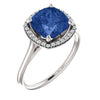 14K White Gold Blue Sapphire & 1/6 CTW Diamond Ring (Size 6)