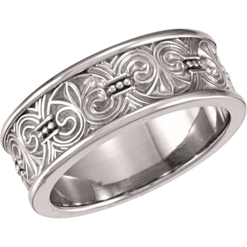 14k White Gold 7.5mm Band Size 7