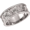 14K White Gold 7.5mm Design Band Size 7