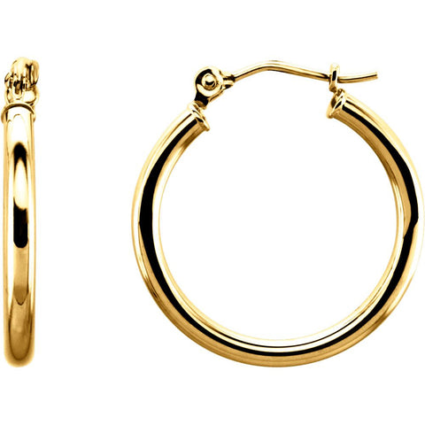 14K Yellow Gold 20mm Tube Hoop Earrings