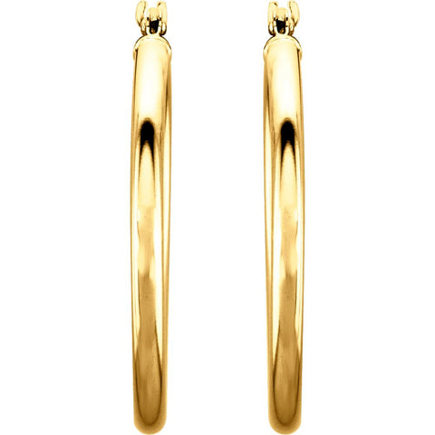 14k Yellow Gold 25mm Tube Hoop Earrings