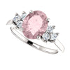 14k White Gold Morganite & 1/5 CTW Diamond Ring, Size 7