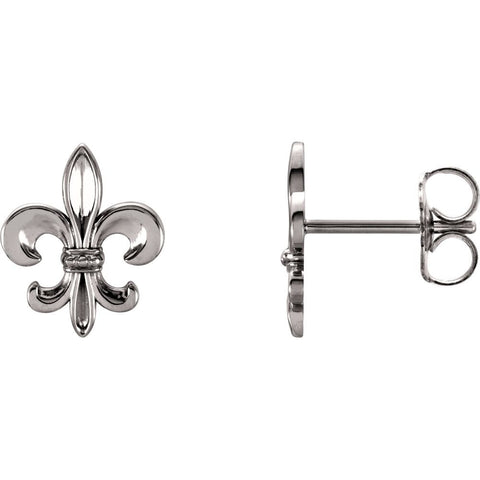 14k White Gold Fleur-De-Lis Earrings