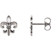 14K White Gold Fleur-De-Lis Earrings