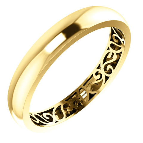 14k Yellow Gold 4mm Paisley Design Band Size 11