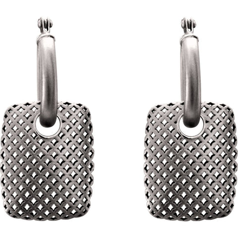 14k White Gold Pierced Style Hoop Earrings