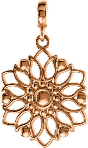 14k Rose Gold Decorative Dangle Pendant