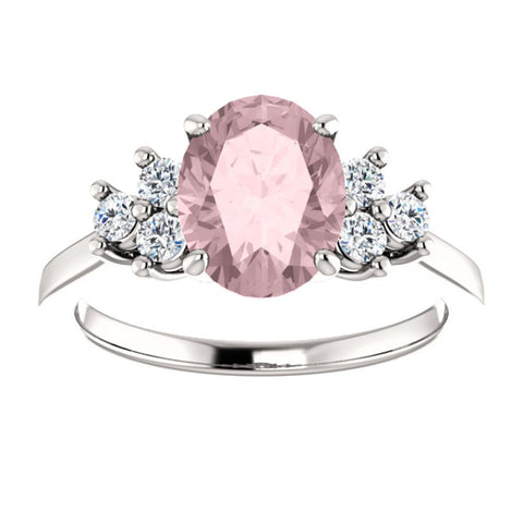 14k White Gold Morganite & 1/5 CTW Diamond Ring, Size 7