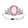14k White Gold Morganite & 1/5 CTW Diamond Ring, Size 7