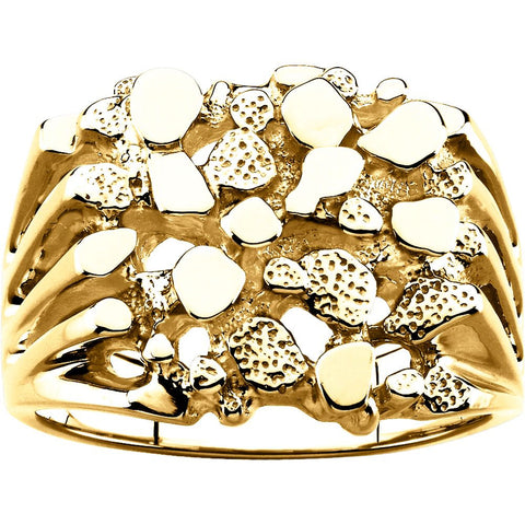 14k Yellow Gold Men's Nugget Ring, Size 11