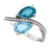 14k White Gold Aquamarine, London Blue Topaz & 1/8 CTW Diamond Ring, Size 7
