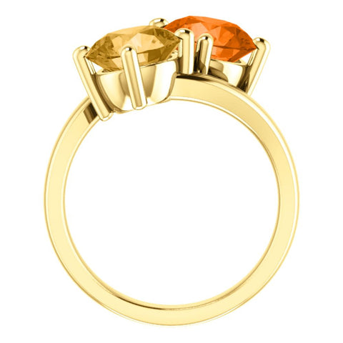 14k Yellow Gold Honey Topaz & Poppy Topaz Ring, Size 7