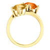 14k Yellow Gold Honey Topaz & Poppy Topaz Ring, Size 7