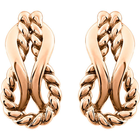 14k Rose Gold Teardrop Rope Design Earrings