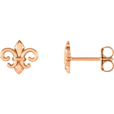 Fleur-De-Lis Earrings in 14K Rose Gold