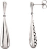 14K White Gold 34.5X7.4mm Teardrop-Shaped Earrings
