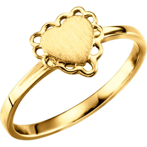 10k Yellow Gold Heart Signet Ring, Size 6
