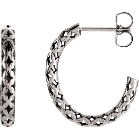 14k White Gold 19.5x4.5mm Pierced Style J-Hoop Earrings