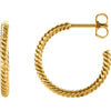 14K Yellow Gold 17mm Hoop Earrings With Rope Design