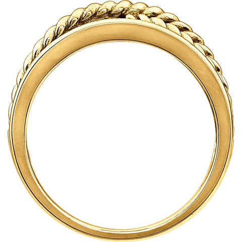 14k Yellow Gold Crossover Rope Ring, Size 7