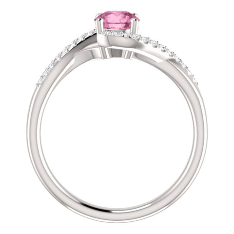 14k White Gold Passion Pink Topaz & 1/10 CTW Diamond Ring, Size 7