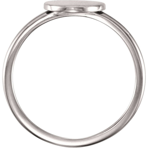 14k White Gold Round Engravable Ring , Size 7