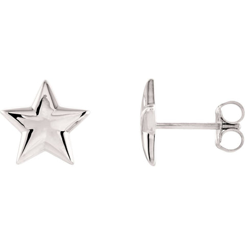 14k White Gold Star Earrings