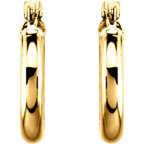 14k Yellow Gold 13mm Tube Hoop Earrings