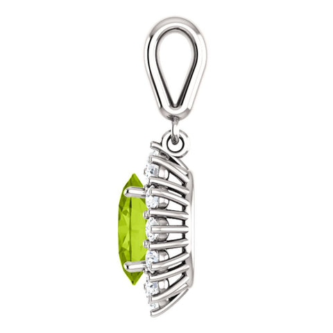 14k White Gold Peridot & 1/3 CTW Diamond Pendant