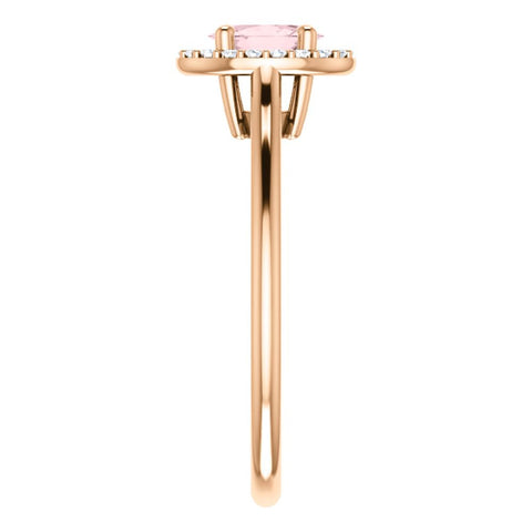 14k Rose Gold Morganite & 1/10 CTW Diamond Ring, Size 7
