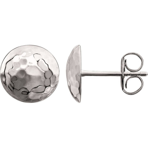 14k White Gold Hammered Disk Earrings