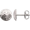 14K White Gold Hammered Disk Earrings