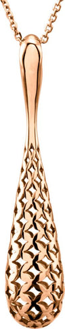 14k Rose Gold Pierced Teardrop 18" Necklace